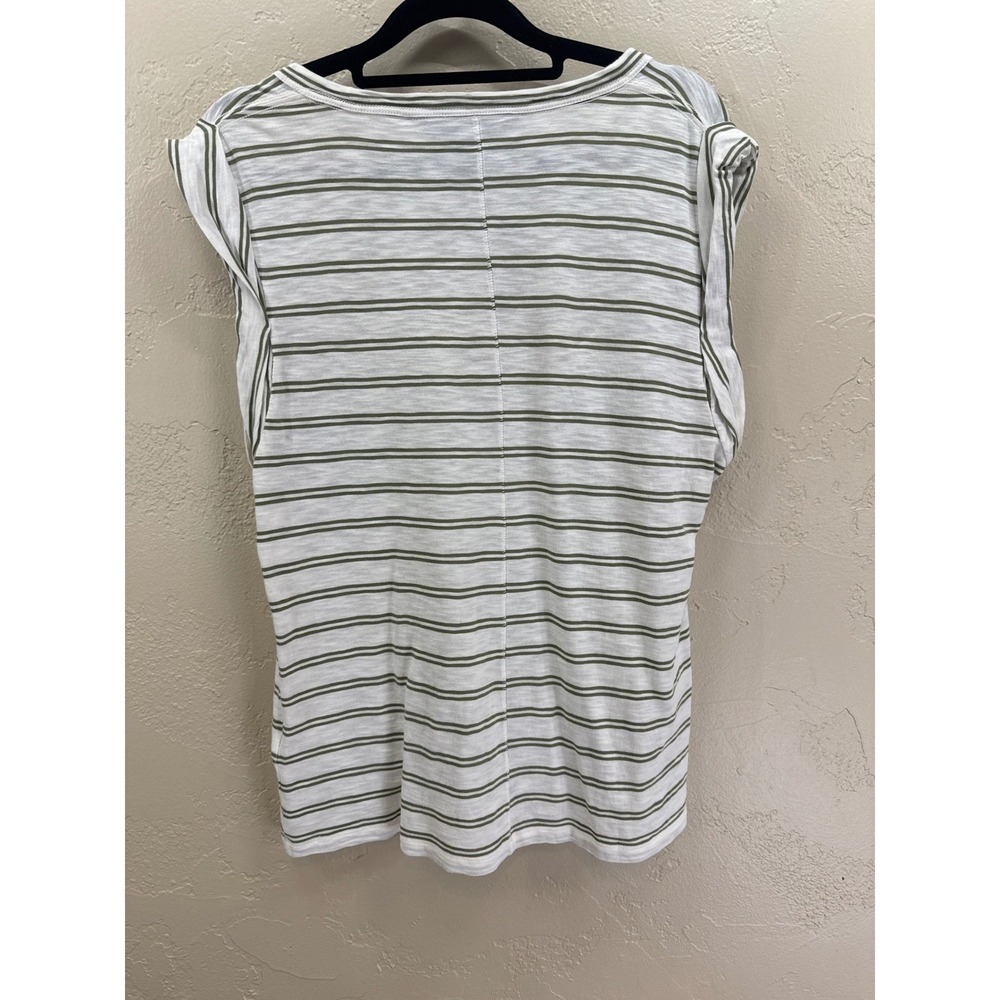 Veronica Beard Jeans 100% Pima Cotton Olive Stripe Tee M Quiet Luxury - Picture 3 of 5